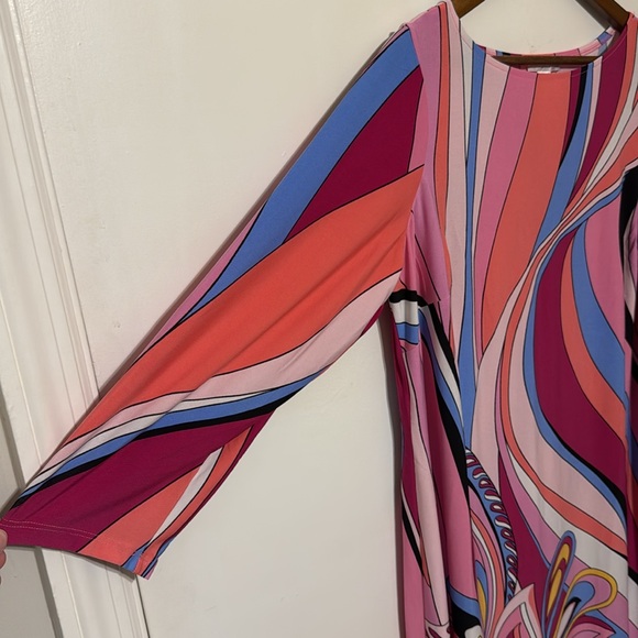 NWT London Times Swirl 3/4 Length Sleeve Shift Dress Pink Print - Picture 5 of 12